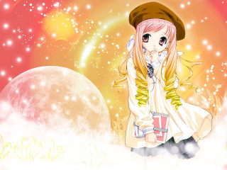 Girl hat drink moon stars - a full moon free wallpaper for desktop