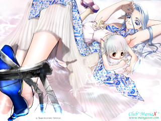 Woman blue dress white dress - shoe free wallpaper