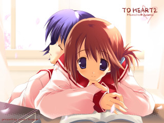 Anime girls reading cherryblossoms desk - a desk free wallpaper