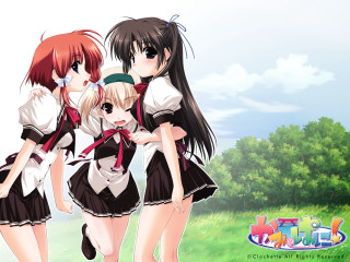 Three anime girls school uniforms - school uniform free wallpaper