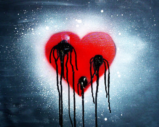 Heart creepy hands dripping blood - banksy free wallpaper