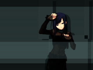 Black hair black dress holography - a black wall free wallpaper