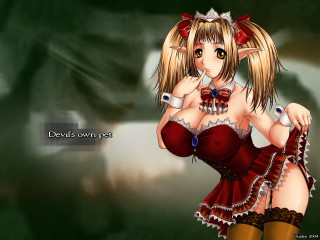 Cartoon girl red dress gothic - giantess art free wallpaper for desktop
