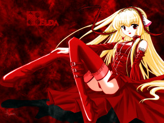 Girl red dress boots dancing - free neon wallpaper for desktop