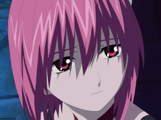 Pink haired girl red eyes 2 - a creepy look free wallpaper