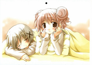 Two anime girls bed blush - their face free wallpaper for desktop