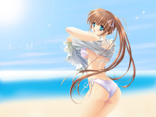 Beach bikini anime longhair sky - the sun free wallpaper