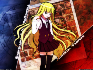 Girl blonde hair school uniform - a brick wall free wallpaper