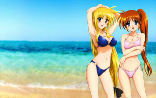 Anime girls beach ocean bikini - a beach next free wallpaper for desktop