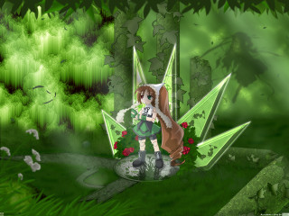 Forest fox girl sword green - a forest free wallpaper