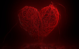 Red heart black background red 6 - object free wallpaper