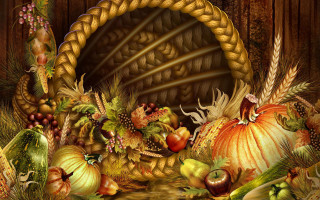 Harvest fall vibrant turkey pumpkins - a wooden background free wallpaper