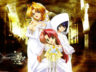 Anime bride wedding dress blonde - a yellow light free wallpaper