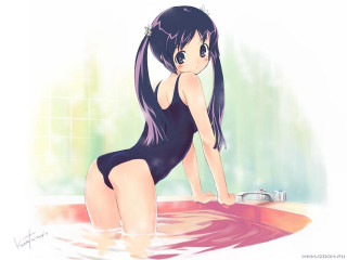 Girl bathing suit bathtub anime - a bathtub free wallpaper