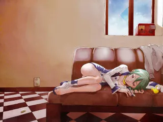 Green hair tennis couch argyle - free 3d render wallpaper for desktop