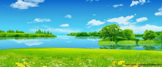 Beautiful green landscape lake trees - art green free wallpaper for desktop