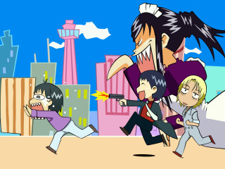 Cartoon group people guns man 2 - a cartoon of a group free wallpaper