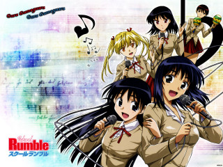 Anime girls music rainbow uniforms - remodernism free wallpaper