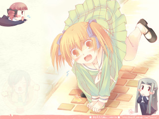 Girl green dress brickfloor man - a brick floor free wallpaper for desktop