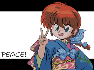 Peace sign woman anime manga - a peace free wallpaper