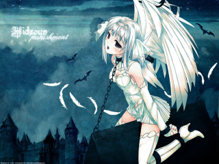 White haired girl castle bats - bat free wallpaper