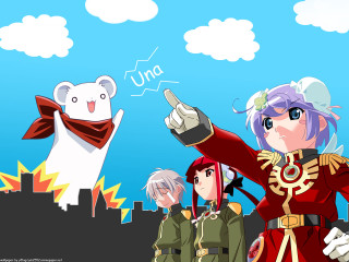Anime characters city polarbear foreground - polar free wallpaper