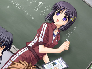 Girl schooluniform chalkboard tablet multigirl - a chalkboard free wallpaper