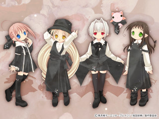 Anime girls black white hair 2 - the other wearing free wallpaper