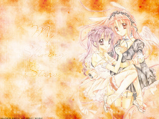 Anime couple hugging angel wings - a wallpaper background free wallpaper