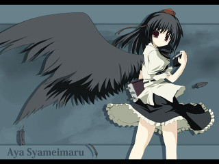 Black wings girl portrait shameimaru - a black skirt free wallpaper