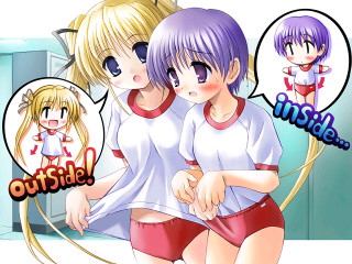 Anime girls hug room blonde - inside free wallpaper