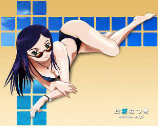 Woman bikini lying tiled wall - a blue sky in the background free wallpaper for desktop