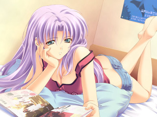 Girl reading bed anime style - a bed reading free wallpaper