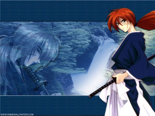 Anime samurai blood waterfall hakama - a anime character free wallpaper
