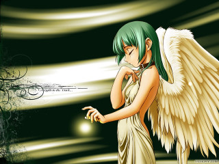 Green hair angel wings cigarette - her finger free wallpaper