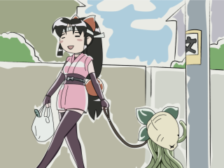 Cartoon woman dog cat leash - a leash free wallpaper