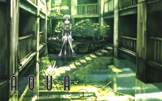 Woman green hallway magic realism - a hallway free wallpaper