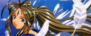 Girl blueeyes winged manga retro - her hand behind her head free wallpaper