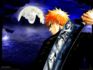 Gothic moonlight sword man night - a full moon behind free wallpaper