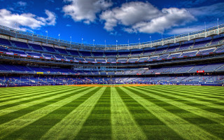 Baseball stadium green field blue 2 - a baseball stadium free wallpaper for desktop