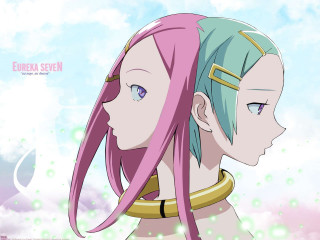 Pink hair blue eyes 2girls - another girl free wallpaper