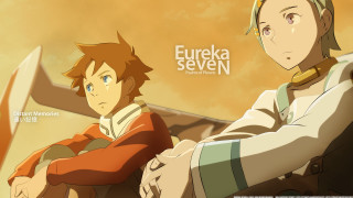 Eureka seven two boys plane - space art free wallpaper