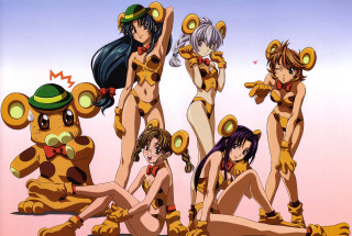 Cartoon group animal costume anime - a picture together in front free wallpaper