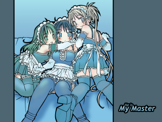 Anime girls bed man giantess - a man in the background and a woman in the foreground free wallpaper