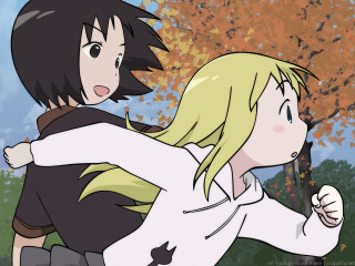 Autumn leaves forest holding hands - a comic book panel free wallpaper for desktop