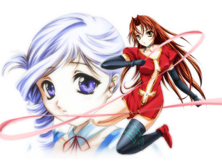 Anime girl bluehair purpleeyes reddress - an anime drawing free wallpaper