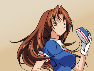 Cartoon girl long brown hair - a baseball glove free wallpaper