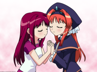 Kissing girls neo romantic pink - their eye free wallpaper