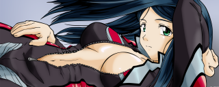 Woman green eyes long black - giantess art free wallpaper