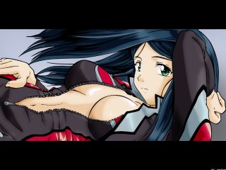 Serious anime woman greeneyes knife - a knife free wallpaper